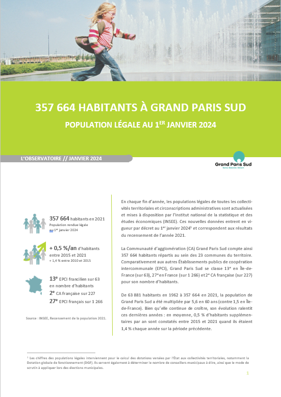 357 664 habitants à Grand Paris Sud population légale au 1ᵉʳ janvier 2024 Grand Paris Sud